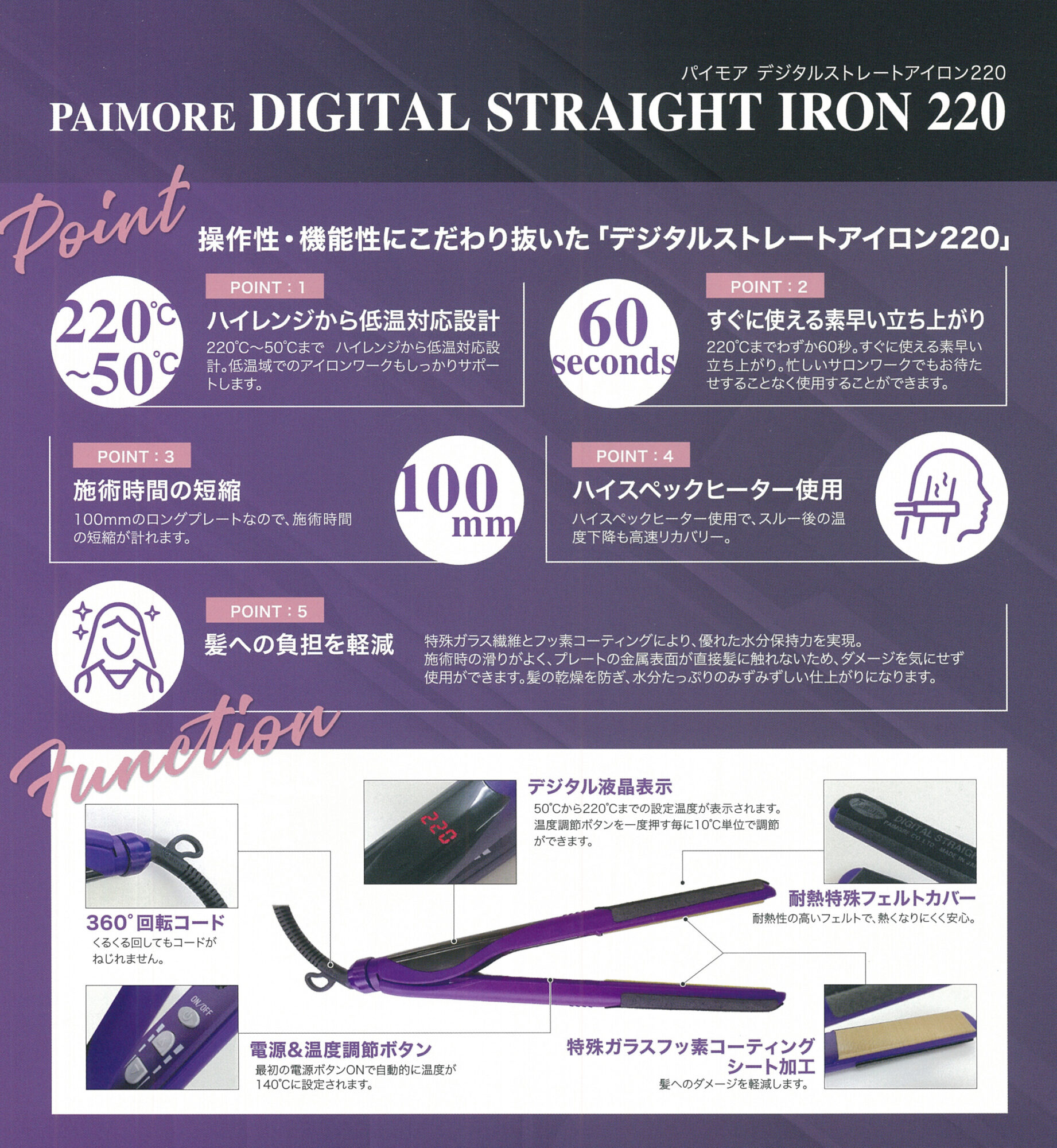 パイモア デジタルストレートアイロン 220 - ヘアアイロン